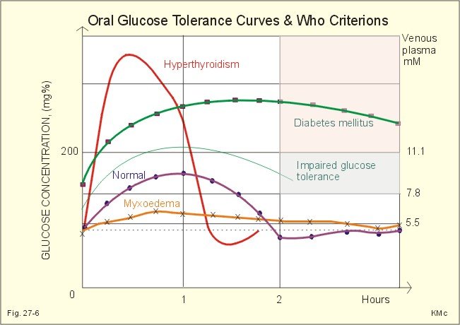 уровни кривых глюкозы при пероральном глюкозотолерантном тесте