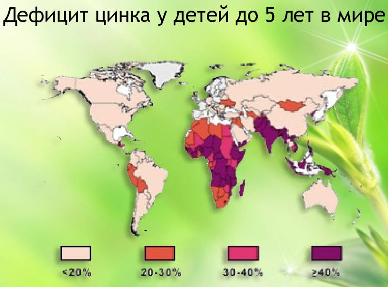 карта дефицита цинка у детей младше 5 лет